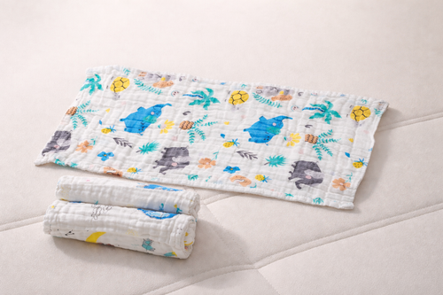 SnuggleSoft Muslin Burp Towels (25x50 cm) – Cute Animal Prints Pack of 1