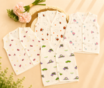 Soft Muslin Cotton Baby Jabla Combo 1 – Pack of 4 for Newborn Baby Boy & Girl | Sleeveless Front Open Daily Wear Jabla | Soft Summer Wear (Small Size)