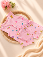 Baby Sleeveless Knitted Cotton Set Pack of 2 (0-6 Months) – Soft Breathable Newborn Vest & Shorts Combo Pink&Green