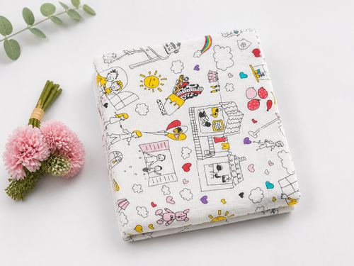 Muslin Baby Swaddle 110x120 cm – Cartoon Kids Print Cotton Blanket