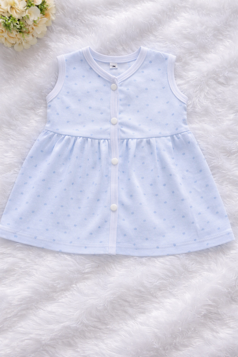 Blue Bliss Sleeveless Baby Frock Set With Bloomers