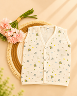 Soft Muslin Cotton Baby Jabla Combo 1 – Pack of 4 for Newborn Baby Boy & Girl | Sleeveless Front Open Daily Wear Jabla | Soft Summer Wear (Medium Size)
