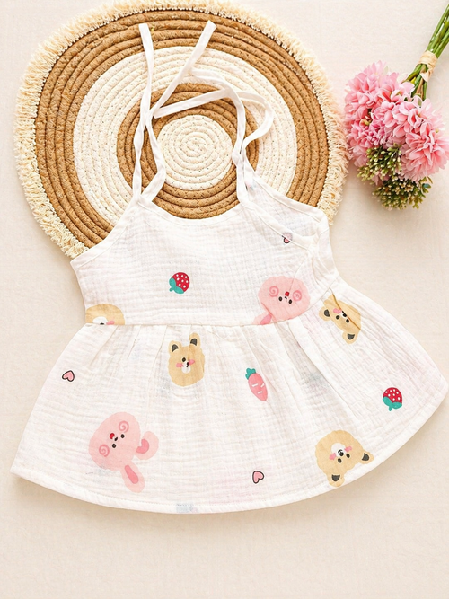 Blossom Bunny Knot Crinkled Muslin Frock