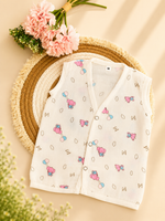 Soft Muslin Cotton Baby Jabla for Newborn Baby Boy & Girl | Cute Elephant Balloon Print Sleeveless Front Open Jabla | Soft Daily Wear Summer Wear for 0–6 Months (Small/Medium)