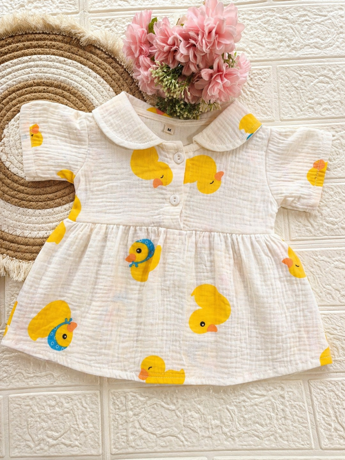 Little Ducky Charm Crinkled Muslin Frock