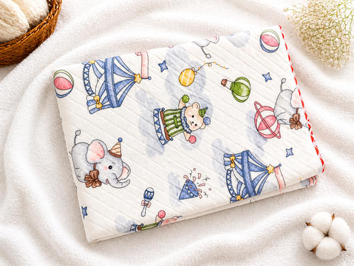 2Layer Muslin Baby Blanket 85x85 cm | Cute Circus Theme Baby Blanket | Soft Breathable Cotton Newborn Wrap