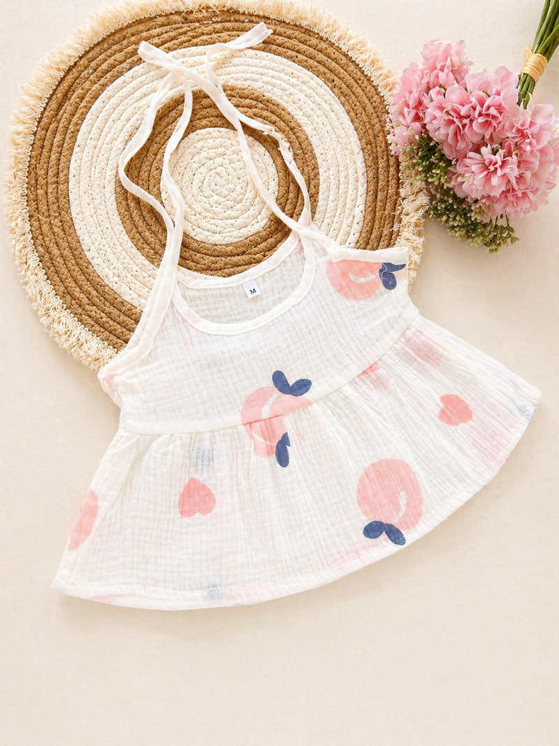 Happy Hearts Knot Crinkled Muslin frock