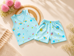 Baby Sleeveless Knitted Cotton Set Pack of 2 (0–3 Months) – Soft Breathable Newborn Vest & Shorts Combo Pink&Blue