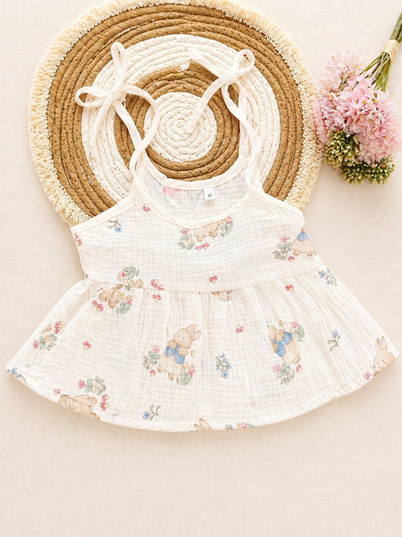Peter rabbit knot crinkled muslin frock